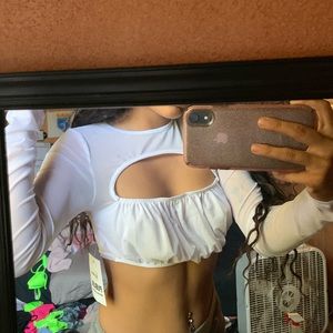 White mesh crop top